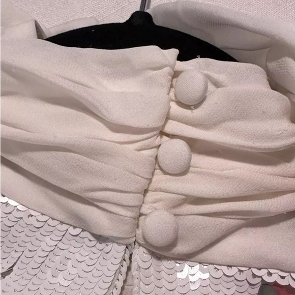 KHAITE White Sequin The Leibel long-sleeve silk mesh panel dress 6 - Picture 6 of 13